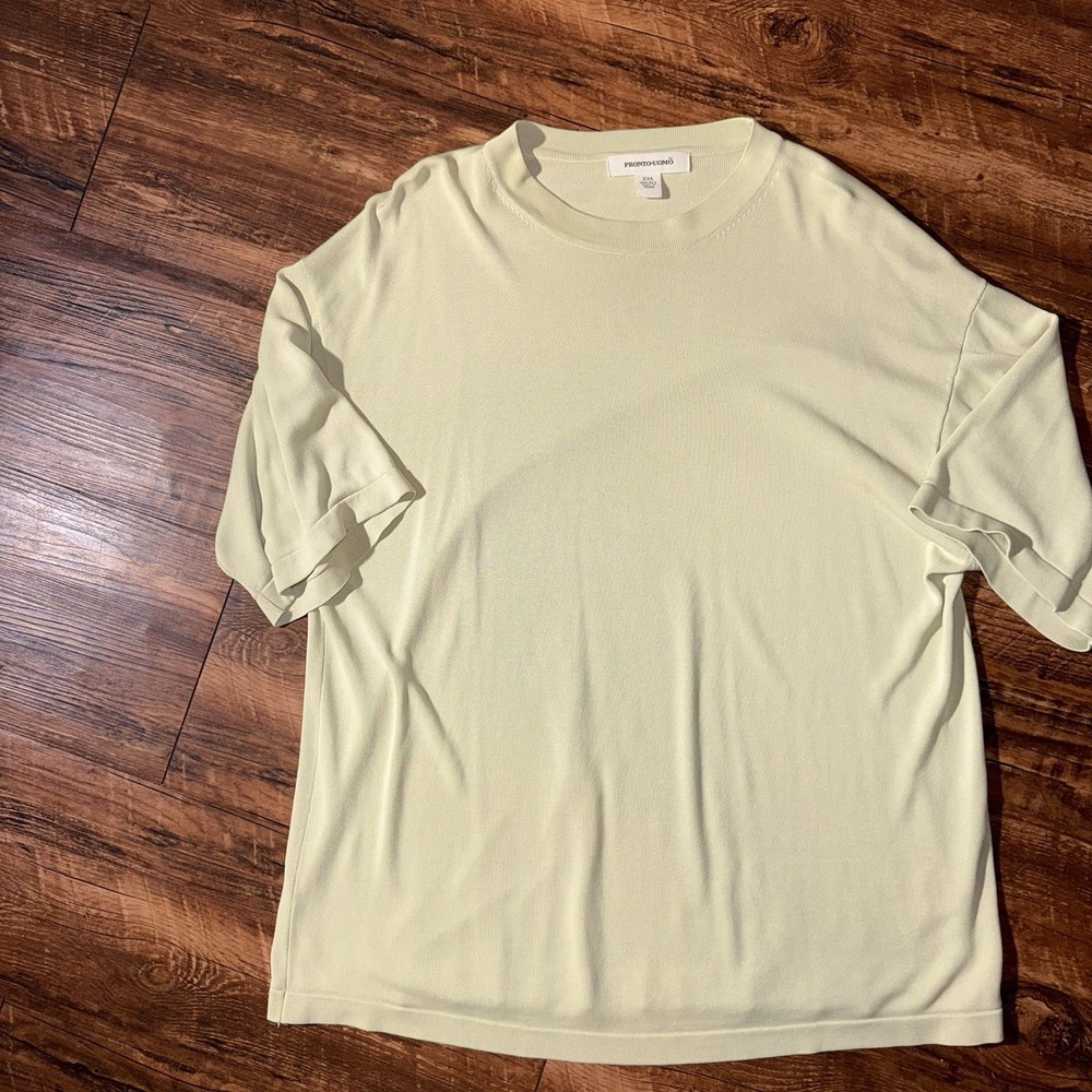 Pronto Uomo XXL Tan 100% Silk Short Sleeve Men's Shirt Minimalist